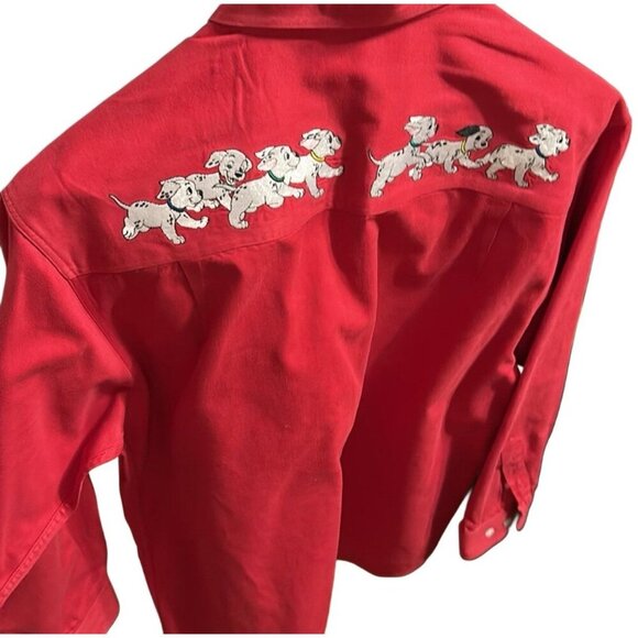 Walt Disney Vtg 101 Dalmatians Red 100% Cotton Embroidered Button-up Top, Small - Picture 3 of 6